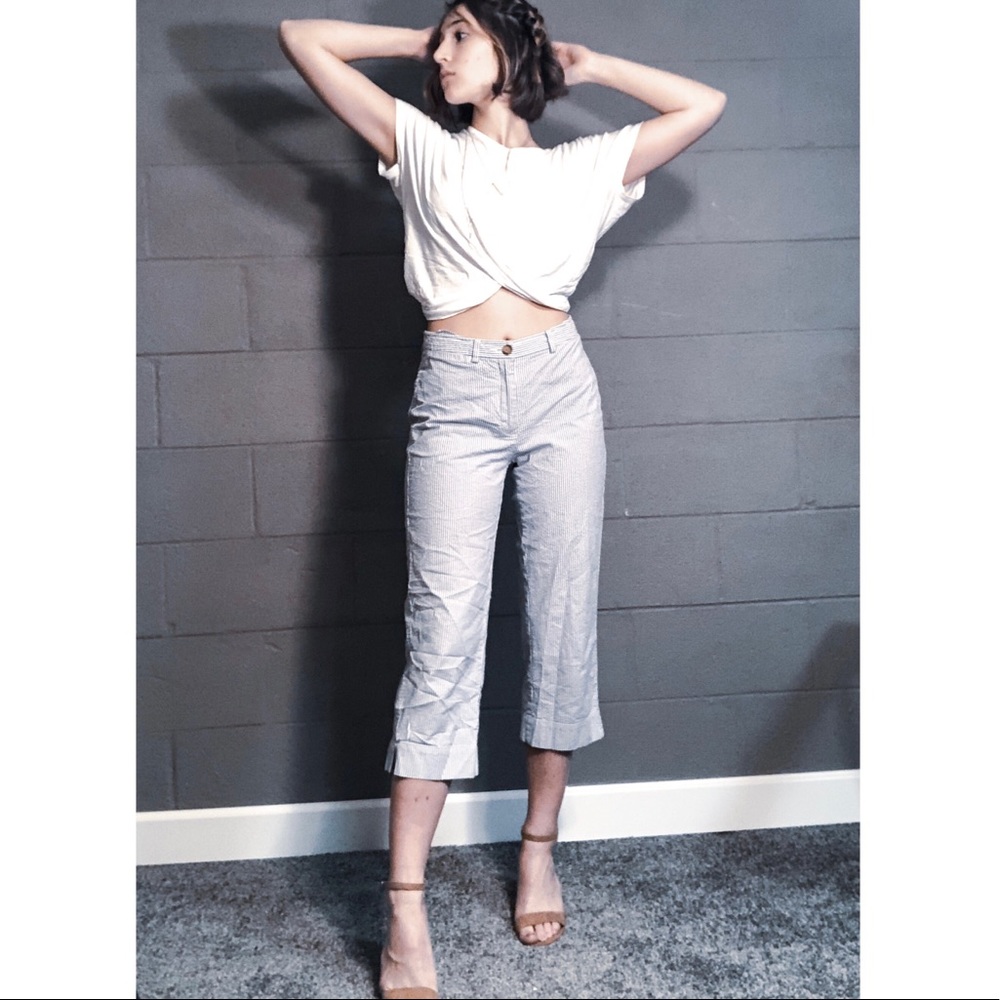 LLBean cropped striped pants